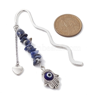 Natural Sodalite Beads Bookmarks(AJEW-JK00247)-3