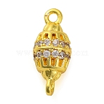 Brass Micro Pave Clear Cubic Zirconia Hollow Oval Connector Charms, Lead Free & Cadmium Free, Golden, 15x6.5mm, Hole: 1.4mm(KK-A230-05A-G)