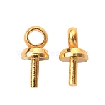 304 Stainless Steel Cup Pearl Peg Bails Pin Pendants, For Half Drilled Beads, Golden, 6x3mm, Hole: 1.5mm, Pin:0.8mm(STAS-H436-15)