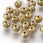 Tibetan Style Alloy Beads, Round, Lead Free & Nickel Free & Cadmium Free, Antique Golden, 5.5x4.5mm, Hole: 1mm(GLF5012Y-NF)