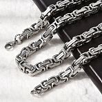 Non-Tarnish 201 Stainless Steel Byzantine Chain Necklaces, 31.5 inch(80cm), 8x8.5mm(NJEW-V0292-07)