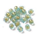 Handmade Gold Foil Lampwork Glass Beads, Tulip, Cyan, 9x8.5mm, Hole: 1.6mm(X1-LAMP-G158-02D)