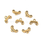 304 Stainless Steel Chandelier Component Links, Stick, 3 Loops, Ion Plating(IP), Golden, 5.5x7.5x1.5mm, Hole: 1mm(X-STAS-S182-03G)