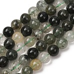 Natural Green Rutilated Quartz Beads Strands, Round, 6mm, Hole: 1mm, about 63~70pcs/Strand, 15.35 inch(39cm)(G-E561-14-6mm)