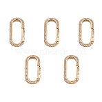 Brass Micro Pave Clear Cubic Zirconia Spring Gate Rings, Cadmium Free & Lead Free, Oval Rings, Cadmium Free & Lead Free, Golden, 6 Gauge, 28x15x4mm, Inner Diameter: 22.5x9mm(ZIRC-E164-06G)