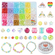 DIY Rainbow Color Pride Bracelet Making Kit, Including Imitation Gemstone & Letter & Expression Acrylic Beads, Heart Alloy Enamel Pendants, Mixed Color, 774Pcs/set(OACR-FS0004-20)