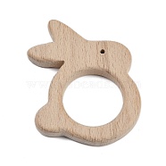 Natural Beech Wooden Baby Teething Toys, Teething Animal Rings for Newborn Toddler Infant, Rabbit, BurlyWood, 83x60x10mm, Hole: 3mm and 35mm(WOOD-U003-12)