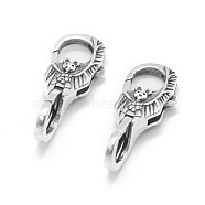 Thailand 925 Sterling Silver Lobster Claw Clasps, Bat, Antique Silver, 23.5x10x8mm, Hole: 5mm and 6mm(STER-L055-058AS)