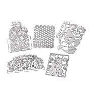 Carbon Steel Cutting Dies Stencils, for DIY Scrapbooking, Photo Album, Decorative Embossing Paper Card, Stainless Steel Color, Flower & Bird & Snowman, Mixed Patterns, 79.5~159x79.5~153x1mm(DIY-XCP0002-44)
