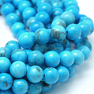 Natural Howlite Beads, Dyed, Round, Deep Sky Blue, 8mm, Hole: 1mm, about 47pcs/strand, 15.5 inch(G-G904-8mm-01)