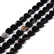 Natural Black Agate Beads Strands, Dyed & Heated, Heart, 10x10.5x3mm, Hole: 0.7mm, about 41~42pcs/strand, 15.55''~15.94''(39.5~40.5cm)(G-NH0011-G04-01)