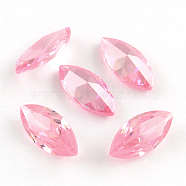 Horse Eye Shaped Cubic Zirconia Pointed Back Cabochons, Faceted, Pearl Pink, 8x4mm(ZIRC-R009-8x4-08)