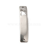 201 Stainless Steel Connector Charms, Curved Rectangle Links with Hollow Pattern, Stainless Steel Color, Building, 30x6x0.8mm, Hole: 1.4mm(STAS-D244-32P-A)