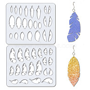 2Pcs 2 Style Acrylic Earring Handwork Template, Card Leather Cutting Stencils, Feather, 15x18x0.3cm, 1pc/style(DIY-WH0572-009)