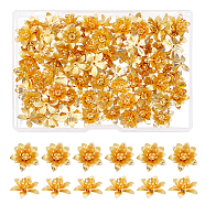 3D Brass Bead Caps, Flower, Multi-Petal, Golden, 16x6.5mm, Hole: 0.8mm(KK-FH0002-69B)