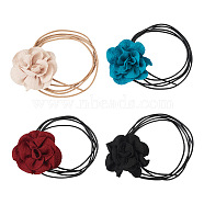 4Pcs 4 Colors Cloth Flower Collar Choker Necklace for Women Bride Wedding Party, Mixed Color, Inner Diameter: 2.24~2.46 inch(5.7~6.25cm), 1Pc/color(AJEW-TA0001-26)