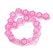 Glass Beads Strands, with Enamel, Flower, Hot Pink, 18x19.5x5mm, Hole: 1.1mm, about 20pcs/strand, 14.17 inch(36cm)(GLAA-L047-04B)