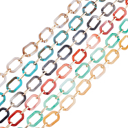 Elite 6 Strands 6 Colors Handmade Acrylic Paperclip Chains, with Aluminium Oval Links, for Jewelry Making, Light Gold, Mixed Color, Link: 22.5x15x3mm, 15x8x2mm, about 3.28 Feet(1m)/strand, 1 Strand/color(AJEW-PH0003-92)