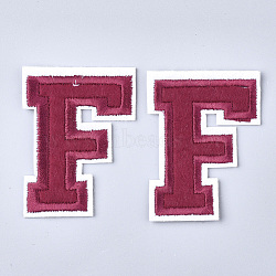 Computerized Embroidery Cloth Iron On Patches, Costume Accessories, Appliques, Letter, Letter.F, 57x42.5x1.5mm(X-FIND-T030-064-F)