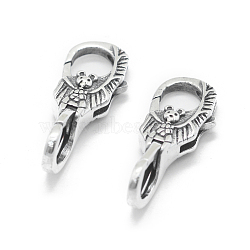 Thai 925 Sterling Silver Lobster Claw Clasps, Bat, Antique Silver, 23.5x10x8mm, Hole: 5mm and 6mm(STER-L055-058AS)