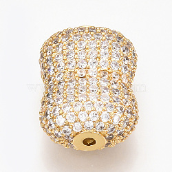 Brass Micro Pave Cubic Zirconia Beads, Clear, Golden, 20x15x9mm, Hole: 1.5mm(ZIRC-T004-49G)