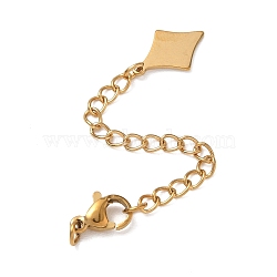 201 Stainless Steel Curb Extender, End Chains with Lobster Claw Clasps and  Charms, Ion Plating(IP), Long-Lasting Plated, Golden, Rhombus, 61mm, pendant: 14x9x0.8mm(SA-CBA0FDA-01G-20)