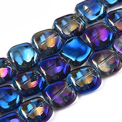 Electroplate Glass Beads Strand, AB Color, Polygon, Dark Blue, 10.5x11~12x5~6mm, Hole: 1mm, about 60~61pcs/strand, 24.41 inch~ 25.20 inch(62~64cm)(EGLA-S188-21-B01)