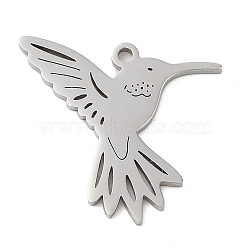 Non-Tarnish 5Pcs 201 Stainless Steel Pendants, Laser Cut, Hummingbird Charm, Stainless Steel Color, 17x17.5x1mm, Hole: 1.2mm(STAS-B064-18P)