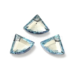 Electroplated Glass Pendants, Back Plated, Faceted, Fan-Shaped, Light Blue, 12x15x5mm, Hole: 1.2mm(EGLA-M029-03-04)