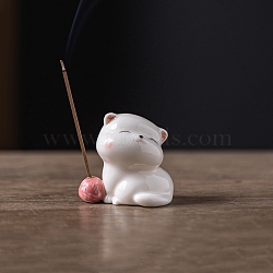 Ceramic Incense Burners, Cat Shape Incense Holders, Home Office Teahouse Zen Buddhist Supplies, White, 49x45x52mm(PW-WG96D70-02)