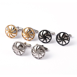 Flat Round 304 Stainless Steel Cufflinks, Mixed Color, 21mm(STAS-H317-74)