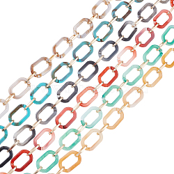 Elite 6 Strands 6 Colors Handmade Acrylic Paperclip Chains, with Aluminium Oval Links, for Jewelry Making, Light Gold, Mixed Color, Link: 22.5x15x3mm, 15x8x2mm, about 3.28 Feet(1m)/strand, 1 Strand/color(AJEW-PH0003-92)