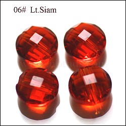 Imitation Austrian Crystal Beads, Grade AAA, Faceted, Flat Round, Red, 12x6.5mm, Hole: 0.9~1mm(SWAR-F070-12mm-06)