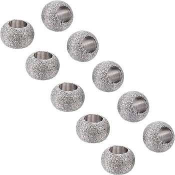 Unicraftale 304 Stainless Steel Textured Spacer Beads, Round, Stainless Steel Color, 50pcs/box