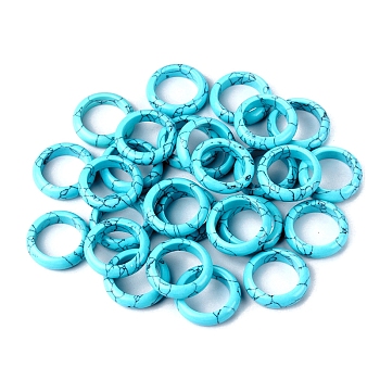Synthetic Turquoise Plain Band Rings, Inner Diameter: 18~20mm