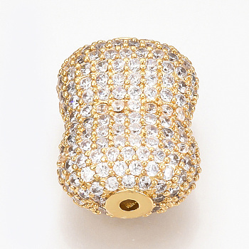 Brass Micro Pave Cubic Zirconia Beads, Clear, Golden, 20x15x9mm, Hole: 1.5mm