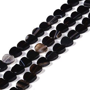 Natural Black Agate Beads Strands, Dyed & Heated, Heart, 10x10.5x3mm, Hole: 0.7mm, about 41~42pcs/strand, 15.55''~15.94''(39.5~40.5cm)