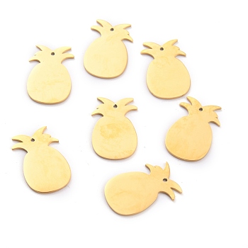 304 Stainless Steel Pendants, Manual Polishing, Stamping Blank Tag, Laser Cut, Pineapple, Golden, 23x15x1mm, Hole: 1.2mm