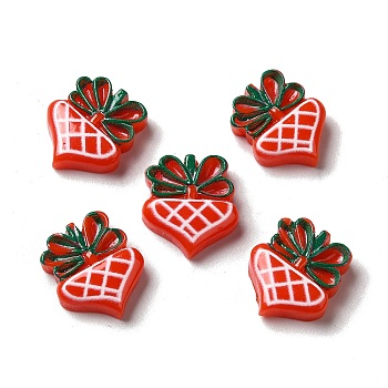 Christmas Opaque Resin Cabochons, Heart, Red, 18x16.5x5mm