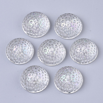 Transparent Acrylic Beads, AB Color Plated, Half Round/Dome, Half Drilled, Clear AB, 20x10mm, Hole: 2mm