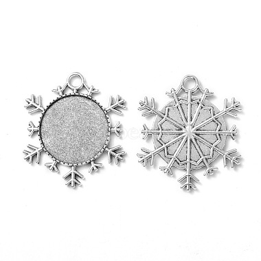 Christmas Ornaments Alloy Snowflake Pendant Cabochon Settings(X-TIBEP-O006-29AS)-2