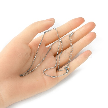 304 Stainless Steel Column Link Chain Necklace for Men Women(NJEW-YW0001-15)-4