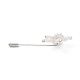 Glass Braided Bead Flower with Shell Pearl Lapel Pin(JEWB-TA00004)-4