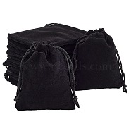 Rectangle Velvet Pouches, Candy Gift Bags Christmas Party Wedding Favors Bags, Black, 9x7cm(TP-R002-7x9-01)