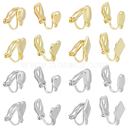 16Pcs 8 Style Alloy Clip-on Earring Findings, with Horizontal Loops, Heart & Flat Round & Oval & Rhombus, Platinum & Golden, 12.5~16x6~11x9~9.5mm, Hole: 1~1.5mm, 2Pcs/style(FIND-FH0008-05)