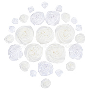 WADORN 26Pcs 4 Style Satin Cloth Ornament Accessories, 3D Rose Flower Appliques, White, 14.5~63x19~63x17~34mm(FIND-WR0011-22A)