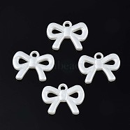 Acrylic Imitation Pearl Pendants, Bowknot, Creamy White, 14x19x2.5mm, Hole: 2mm, about 1300pcs/500g(OACR-N134-009)