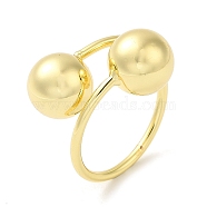 Rack Plating Brass Round Ball Cuff Rings, Cadmium Free & Lead Free, Long-Lasting Plated, Real 18K Gold Plated, Inner Diameter: 20mm(RJEW-D015-01G)