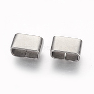 201 Stainless Steel Slide Charms, Rectangle, Stainless Steel Color, 6x10x5.5mm, Hole: 4x8.5mm(X-STAS-G187-30P)