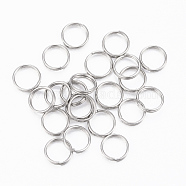 304 Stainless Steel Split Rings, Double Loops Jump Rings, Stainless Steel Color, 8x1.5mm, about 6.5mm inner diameter, Single Wire: 0.75mm(STAS-H413-05P-C)